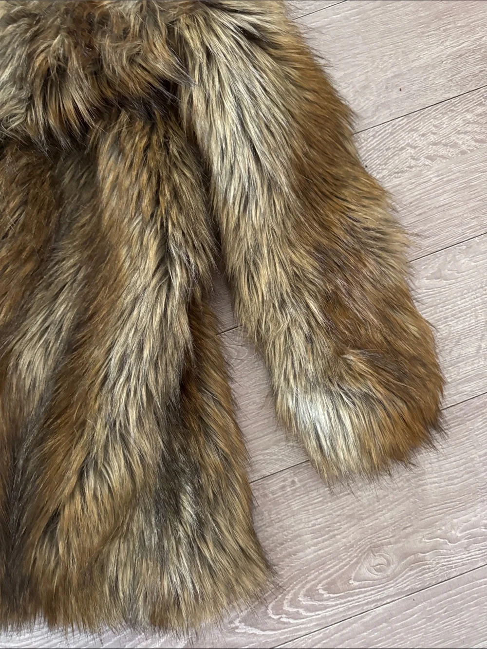 Free People Faux Fur Teddy Jacket in Multi Brown Tones